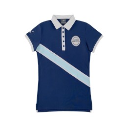 Customized women's short-sleeved Polo shirt, royal blue, Zhangzi LOGO design, contrast patch, turtle back design, five-button chest, 100% cotton P1562 Customized women's short-sleeved Polo shirt, royal blue, Zhangzi LOGO design, contrast patch, turtle back design, five-button chest, 100% cotton P1562